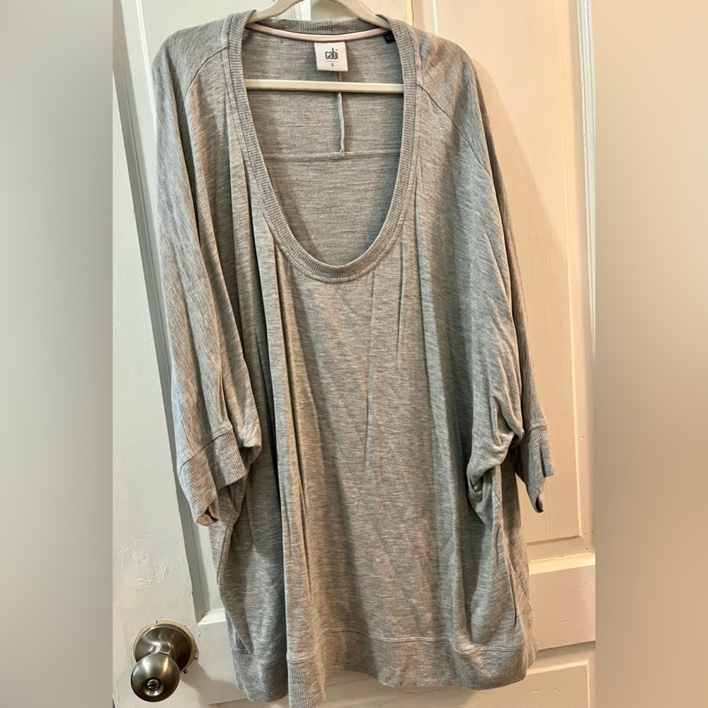 Cabi Gray Shirt, Dolman Short Sleeve, size Large